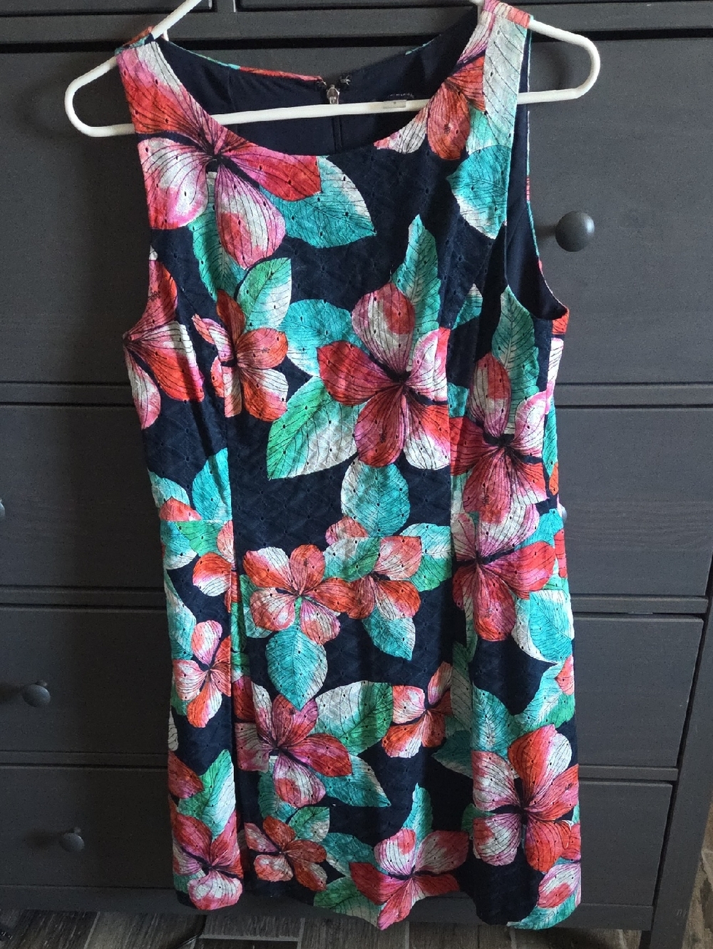 Tommy Hilfiger Navy Floral Sundress with Pink & Teal Blooms